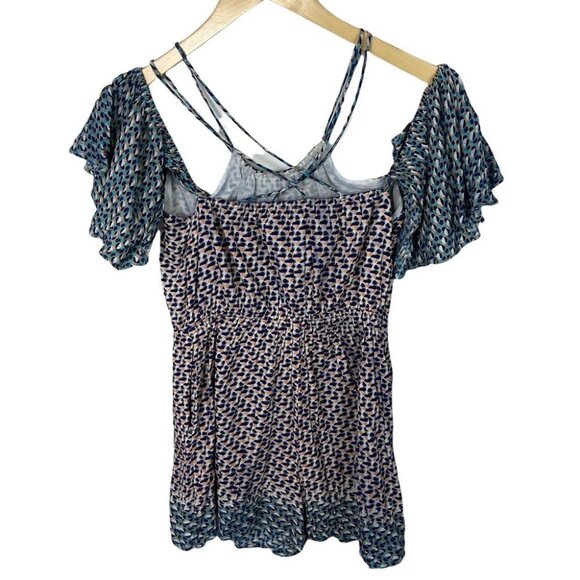 Anthropologie Elevenses Madalenna Open Shoulder Ruffle Romper Size XS Bohemian - Picture 5 of 13